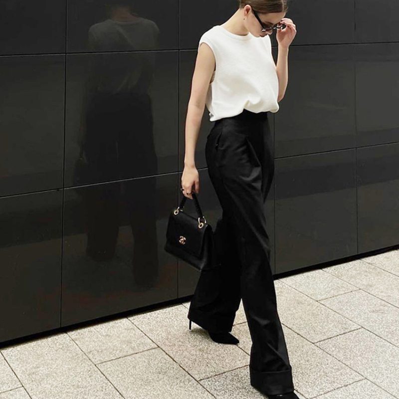 Black High Waist Wide Leg Pants - Image 2
