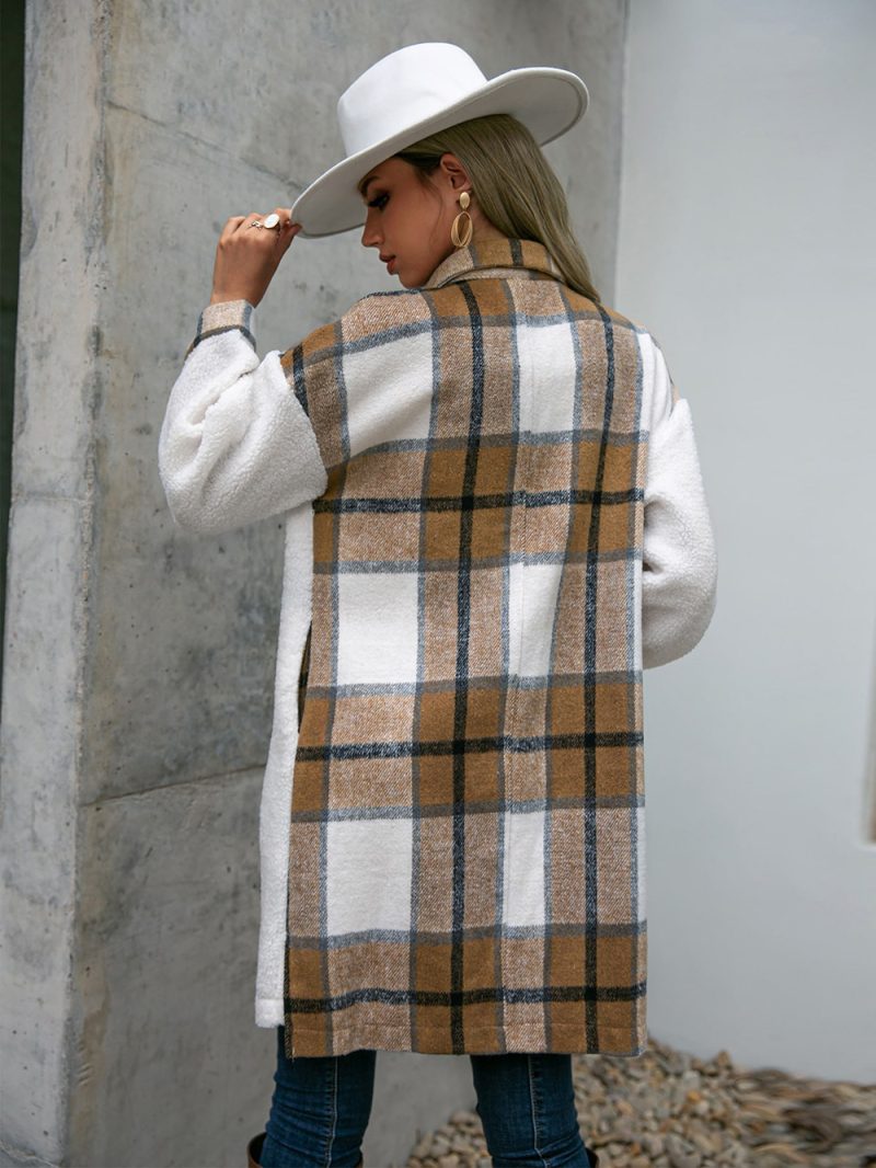 Polo Collar Long Plaid Shacket - Image 3