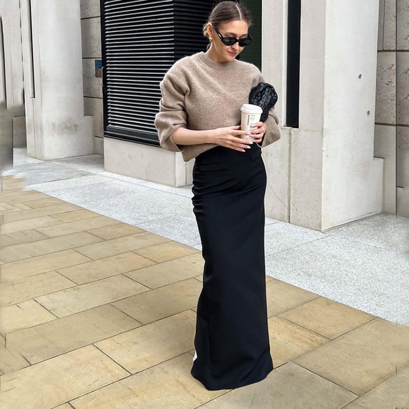 Sexy Black Mermaid Floor-Length Dress with High Slit - Image 2