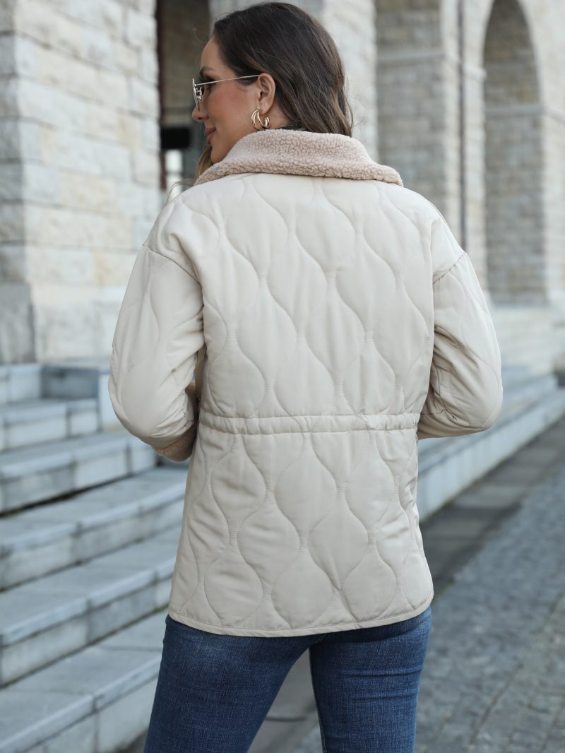 Collared Cotton Padded Fur Collar Jacket for Women - Image 5