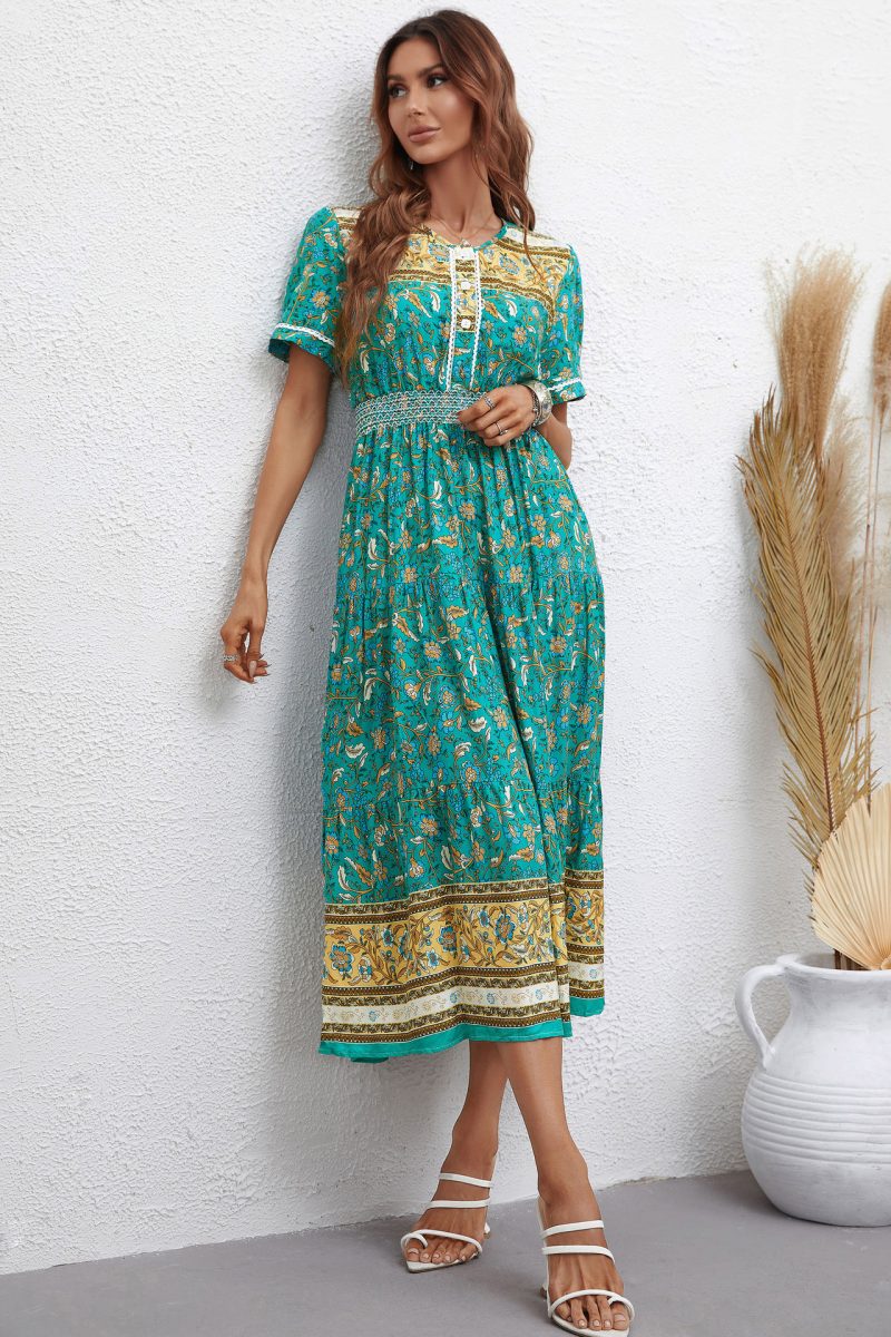 Printed Short Sleeve Women's Dress - Image 4