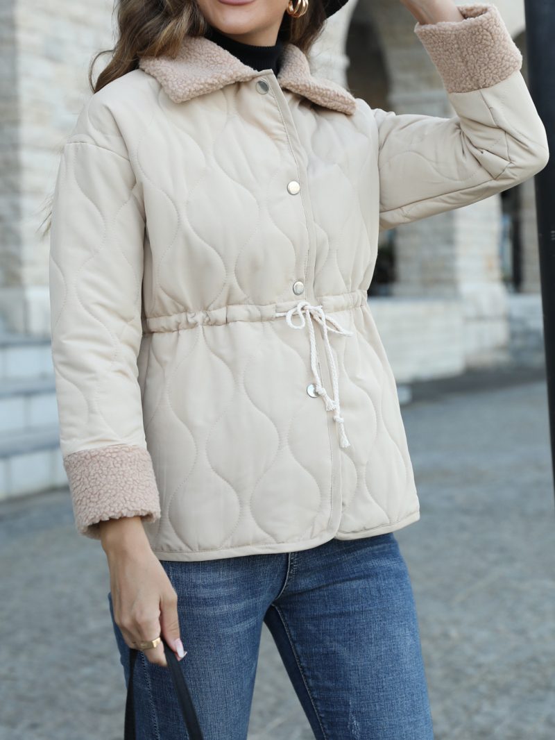 Collared Cotton Padded Fur Collar Jacket for Women - Image 2