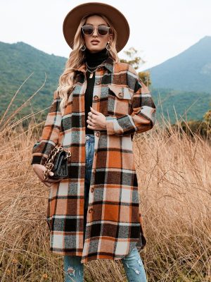 Plaid Trench Coat for Women