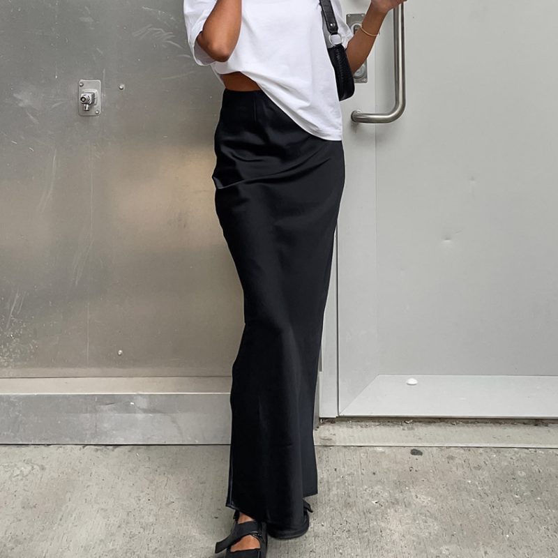 French Office Satin Drape Fishtail Skirt - Image 3