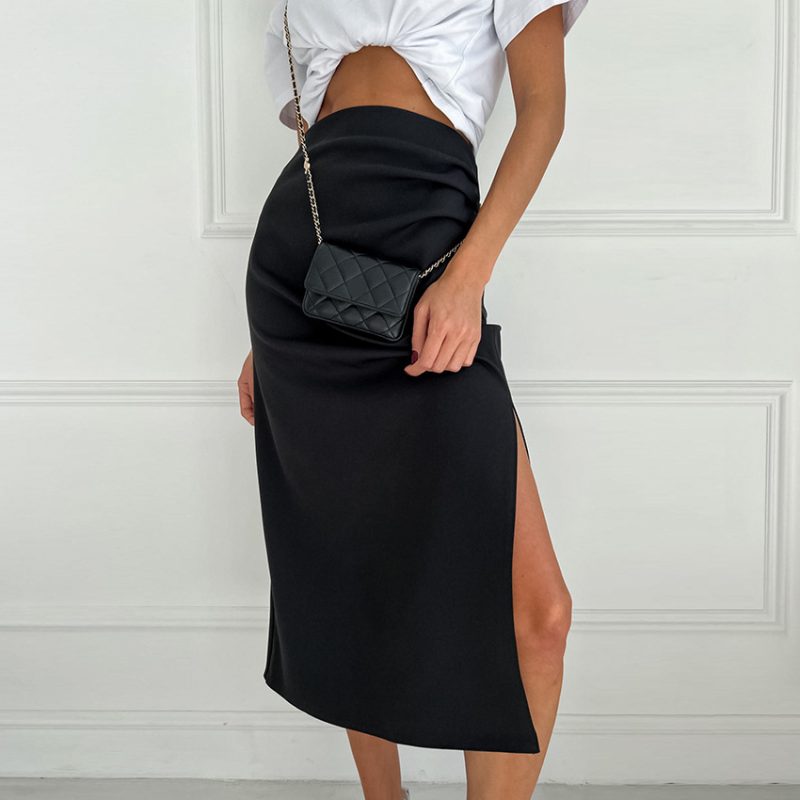 Simple Sheath Slim Pink Long Skirt - Image 4
