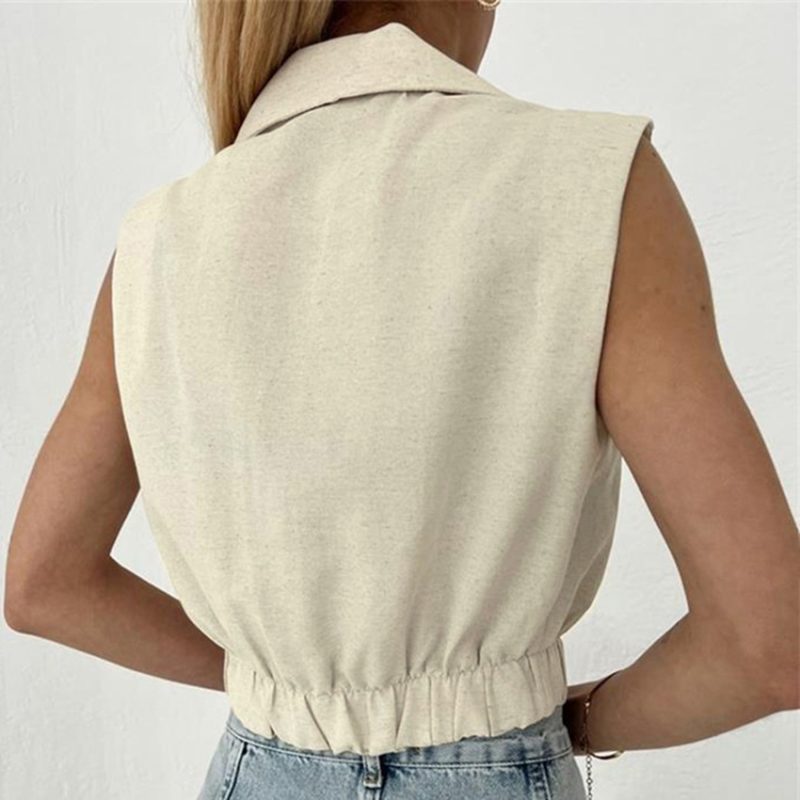 Apricot Sleeveless Slim Vest - Image 4