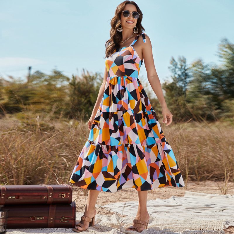 Geometric Cami Dress, Abstract Pattern - Image 6
