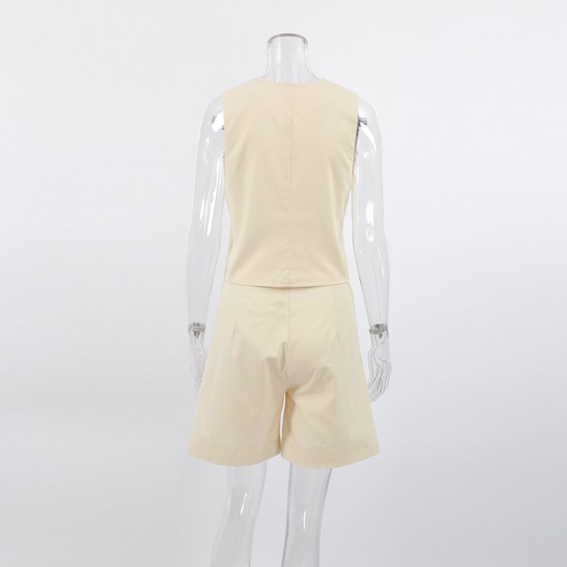 Beige Sleeveless Vest Two - Image 2