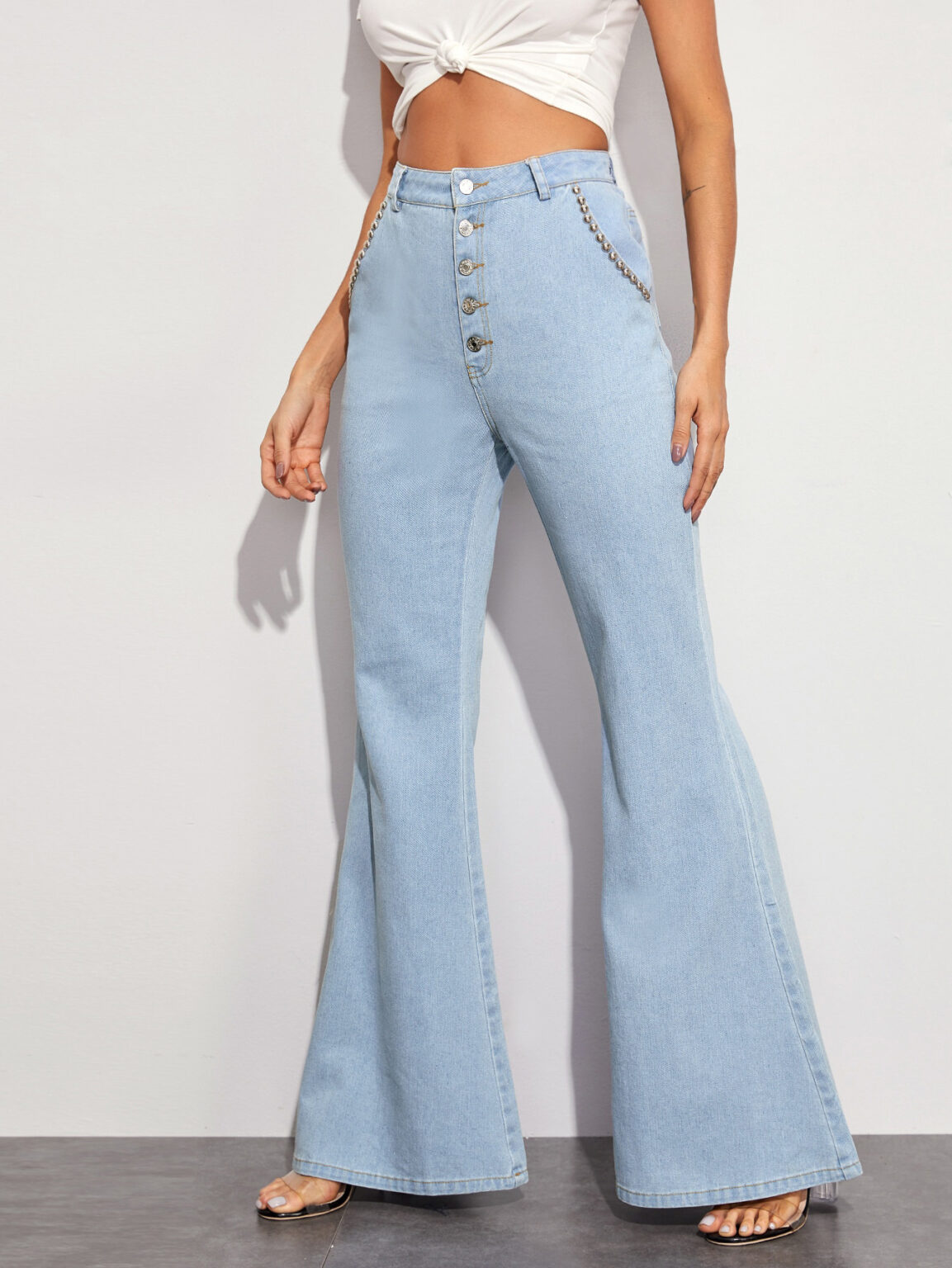 Casual Big Horn Wide Leg Denim Trousers - Image 2