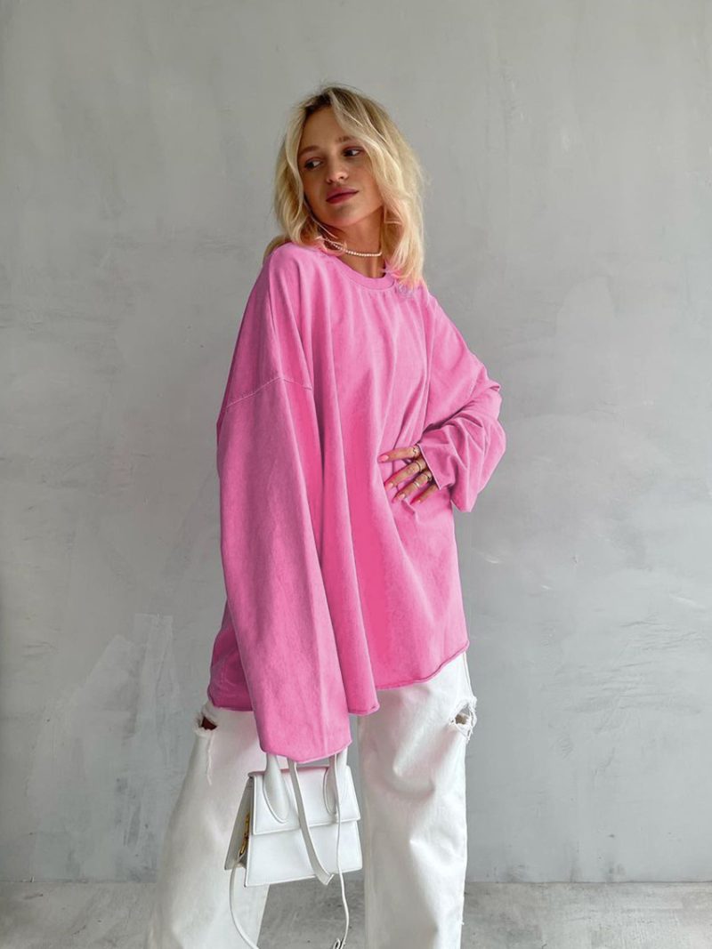 Pink Long Sleeve Pullover Street T-shirt - Image 5