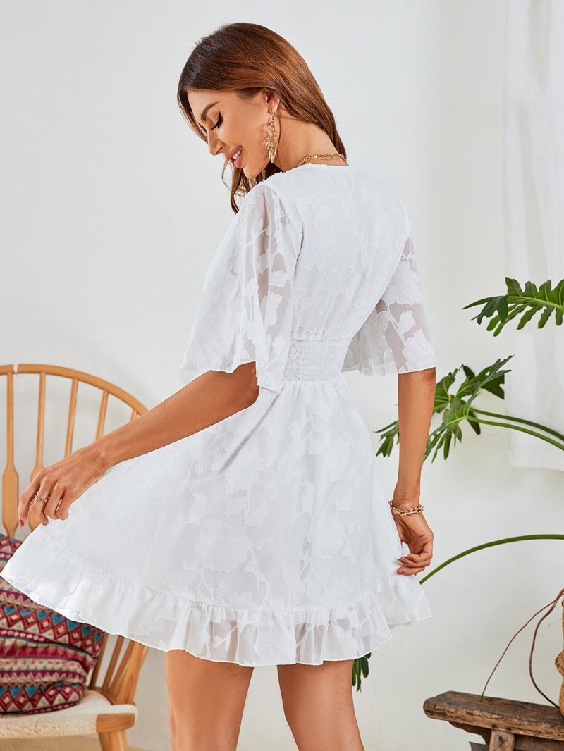 Chiffon Floral Ruffle A-Line Dress - Image 8