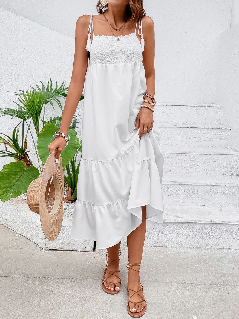 Slimming Off-Shoulder Princess Dress with Sleeveless Straps - Image 3