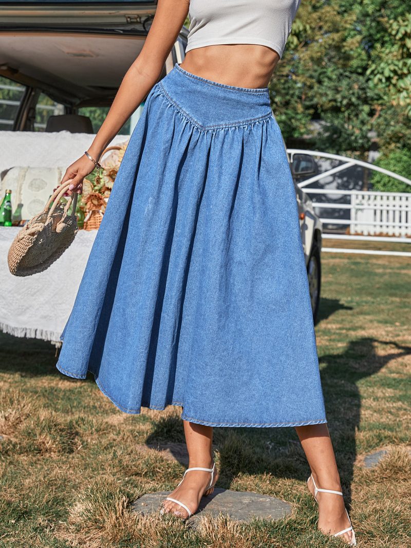Trendy Grace A-line Denim Skirt - Image 3