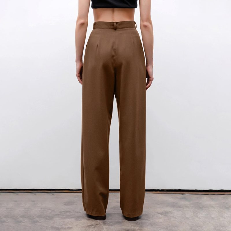 Brown High Waist Loose Slimming Summer Straight Pants - Image 2