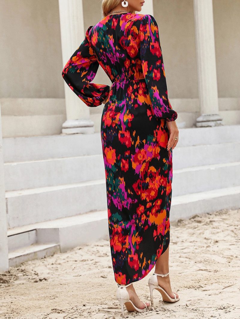 Colourful Printed Asymmetric Maxi Dress - Image 3