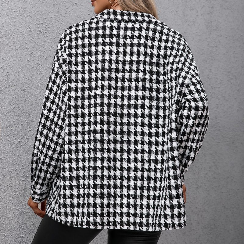 Houndstooth Collared Windbreaker for Women - Image 2