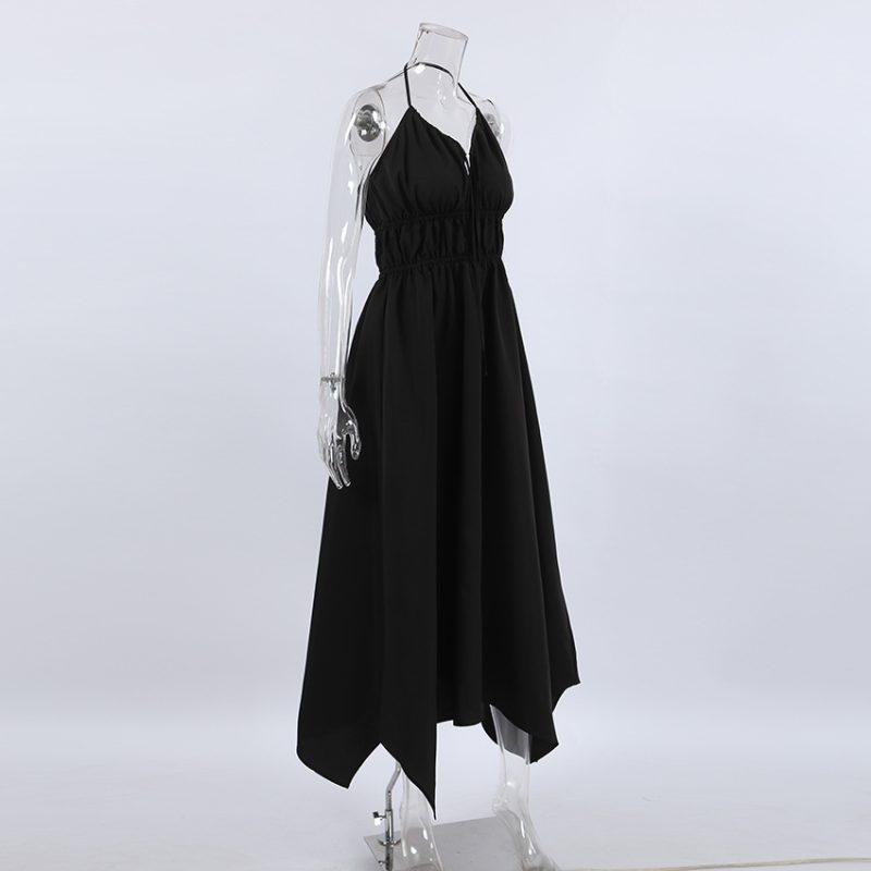 Black Hepburn Asymmetric Swing Dress - Image 6
