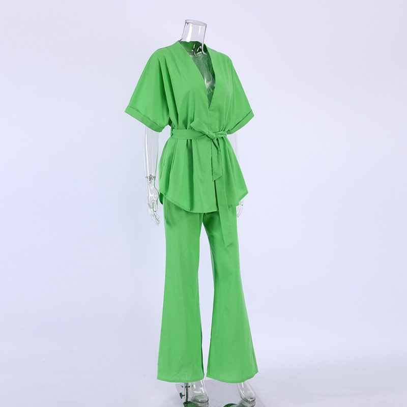 Cotton Linen Short-Sleeved Two-Piece Suit - Image 5