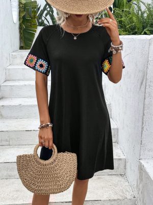 National Round Neck Loose Dress