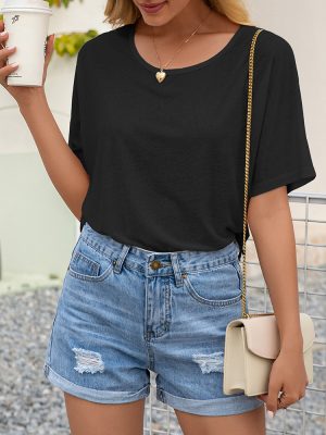 Lace Cutout Short Sleeve T-Shirt for Women