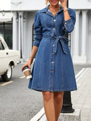 Retro Waist-Control Denim Dress