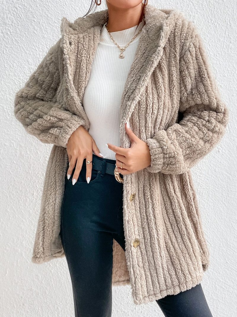 Rabbit Plush Hooded Long Coat - Image 2