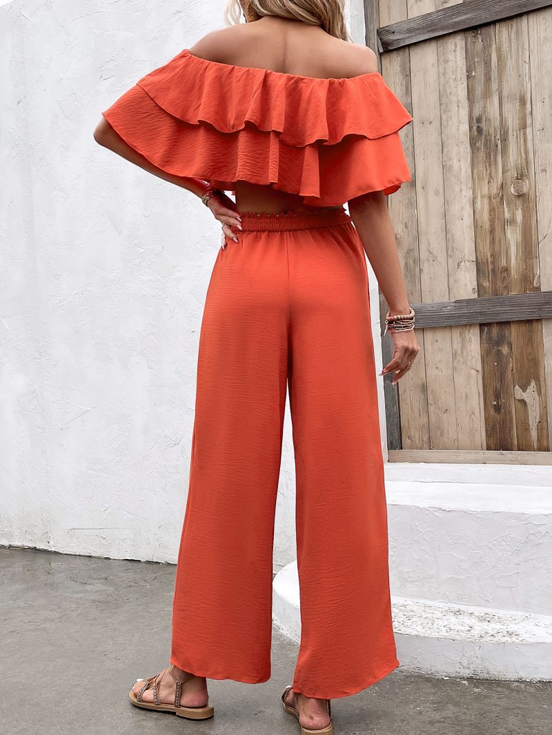 Sexy Ruffled Off-Shoulder Top and High - Image 3
