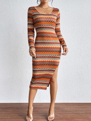 Urban Long Sleeve Color Striped Women’s Dress