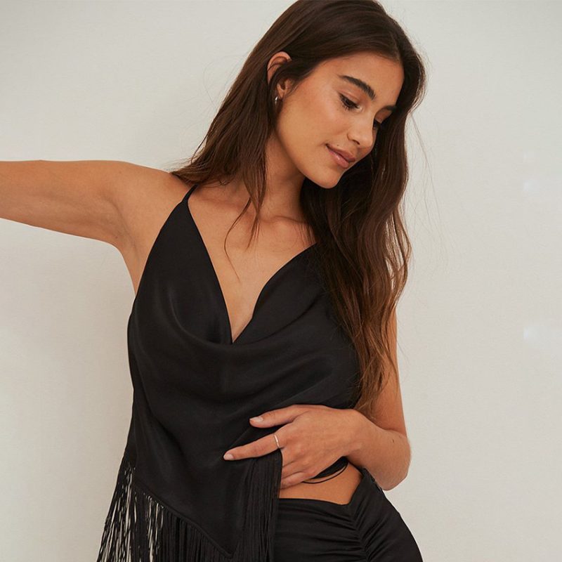 V-Neck Satin Tassel Suspender Vest - Image 4