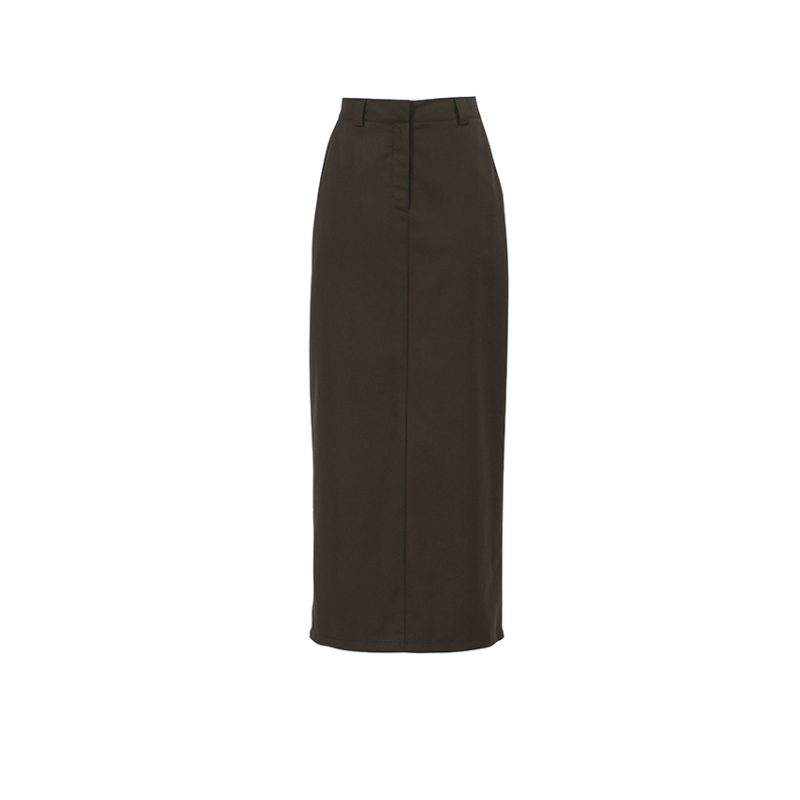 Gray Split High Waist Straight Skirt - Image 6