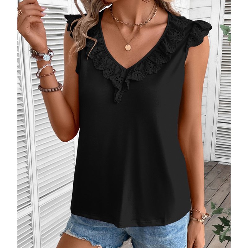 Sweet V-Neck Ruffled Sleeve Blouse - Image 2