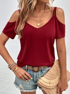 Strap Solid Color Off-the-Shoulder Top