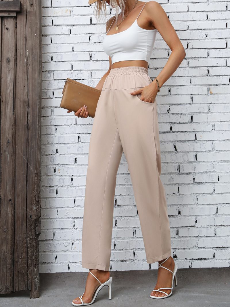 High Waist Solid Color Trousers - Image 2