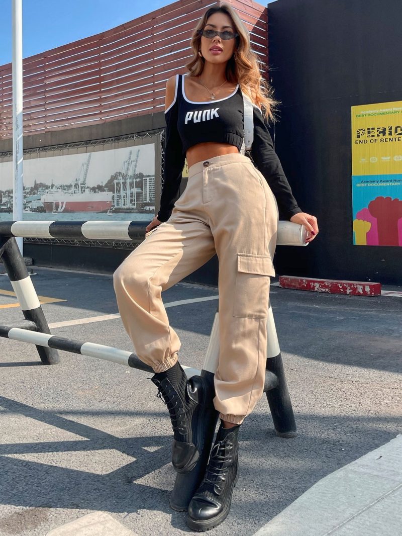 Solid Color High Waist Women's Denim Overalls - Image 3
