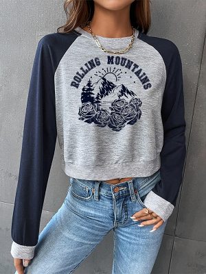 Long Sleeve Letter Graphic Print Sweatshirt