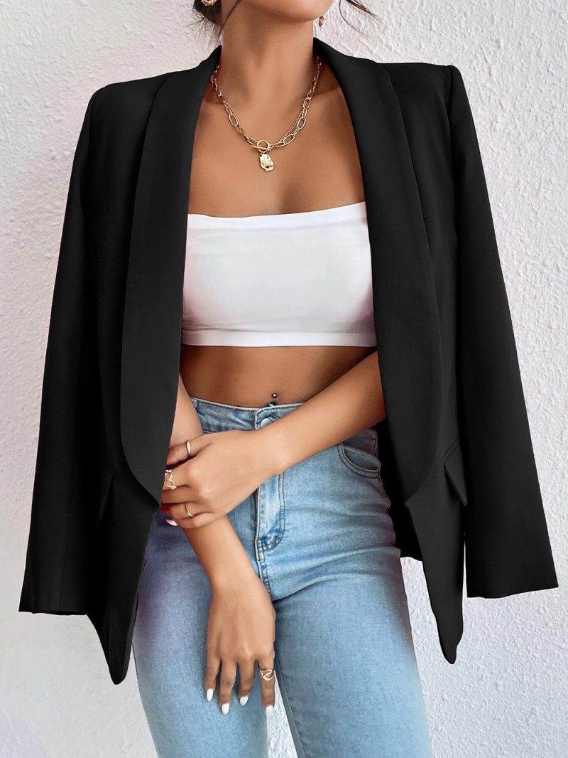 Solid Color Collared Office Jacket - Image 7