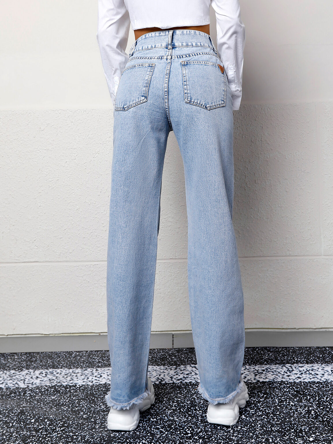 High Waist Trendy Straight Denim Trousers - Image 3