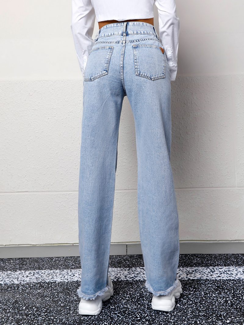 High Waist Trendy Straight Denim Trousers - Image 3