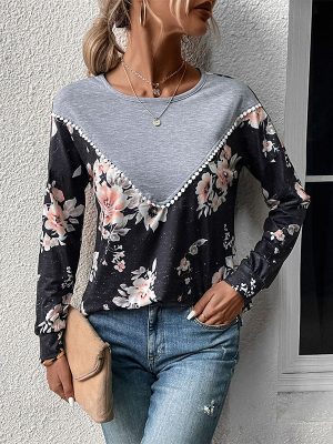 Casual Long Sleeve Color-Matching Thin Sweater