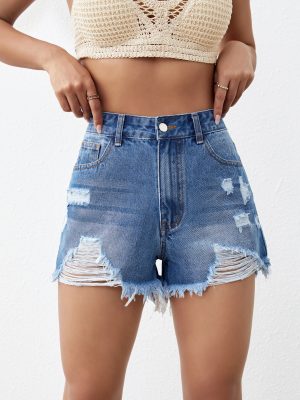 Loose High Waist Denim Shorts