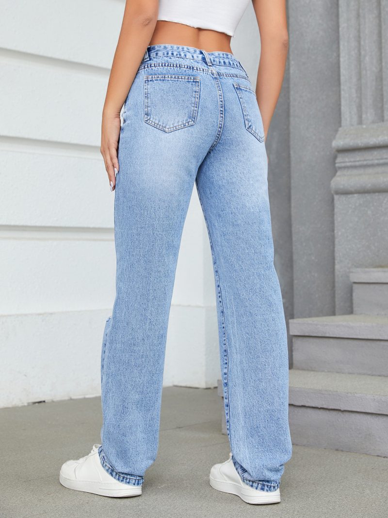 Loose High Waist Casual Ripped Jeans - Image 2