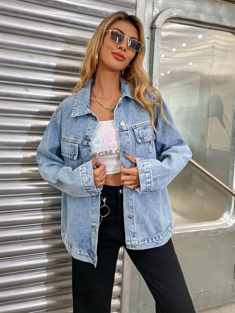 Trendy Retro Loose Denim Jacket - Image 4