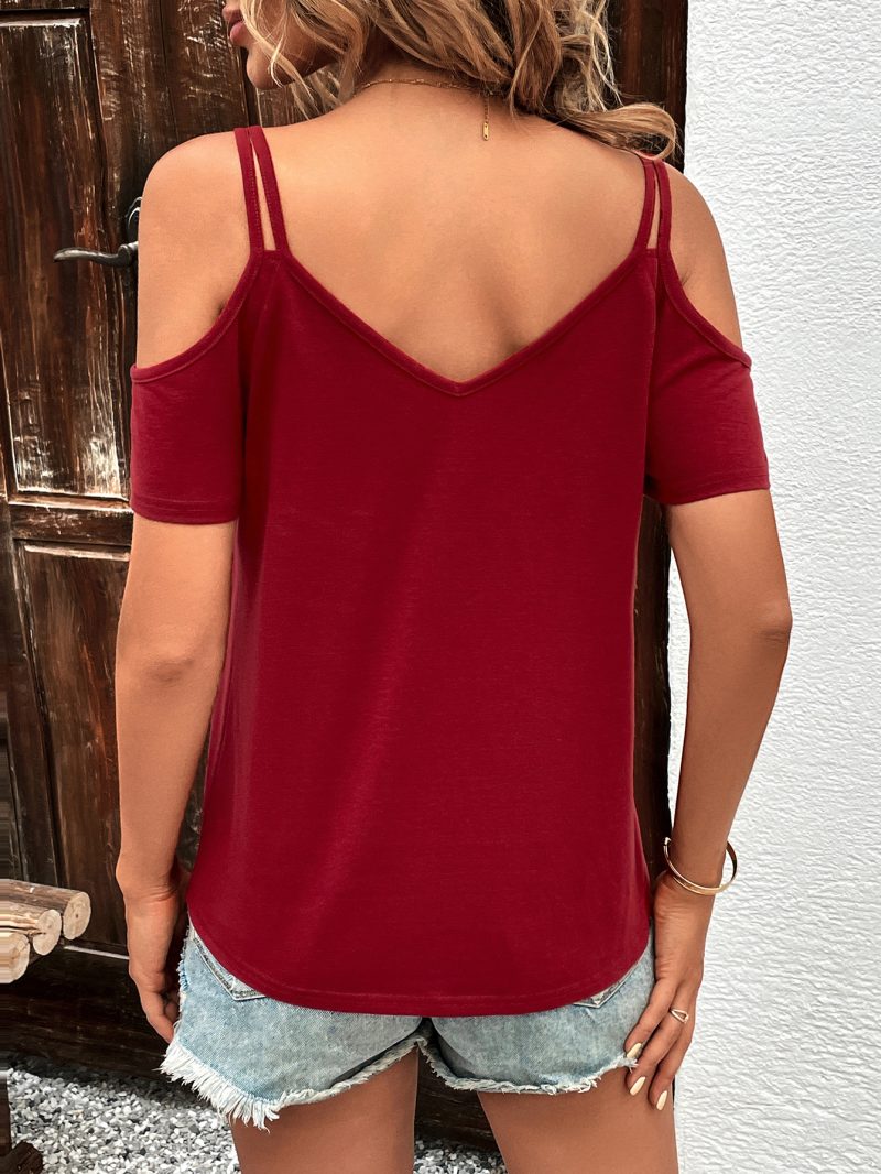 Strap Solid Color Off-the-Shoulder Top - Image 5