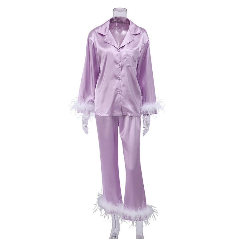 Ostrich Feather Long Sleeve Trousers Suit - Image 5
