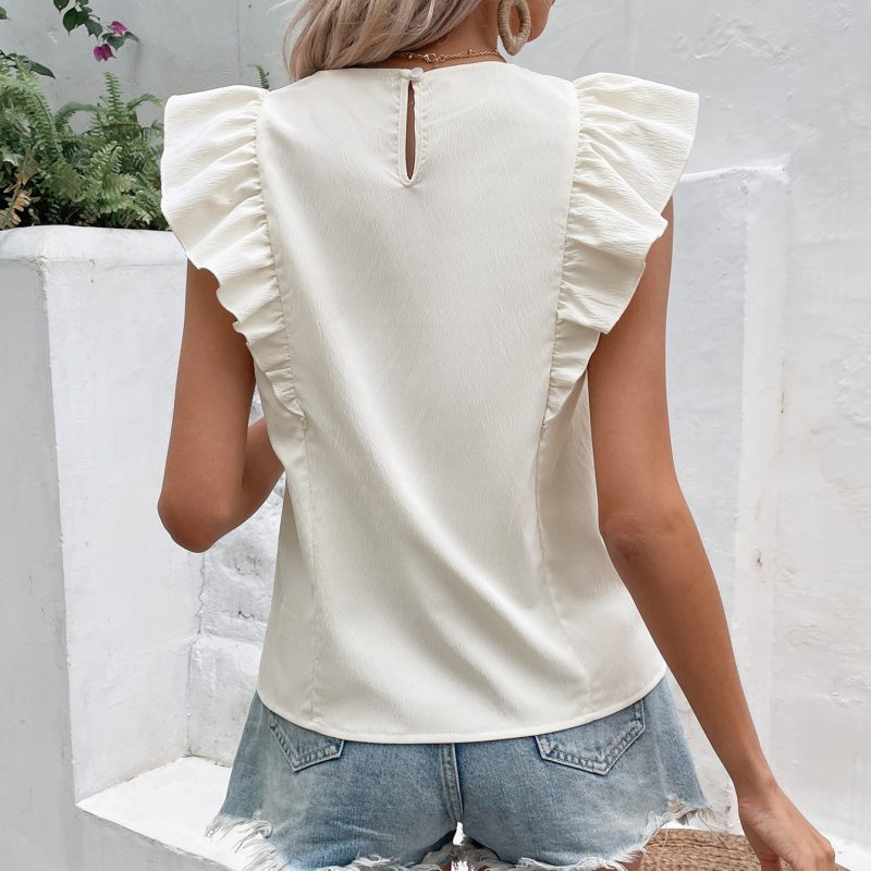 Fresh Sweet Ruffled Short Sleeve Shirt for Women - Image 5