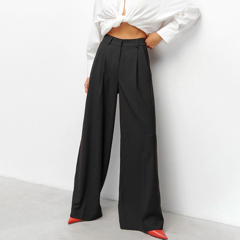 Fall Office High Waist Draped Pants - Image 4