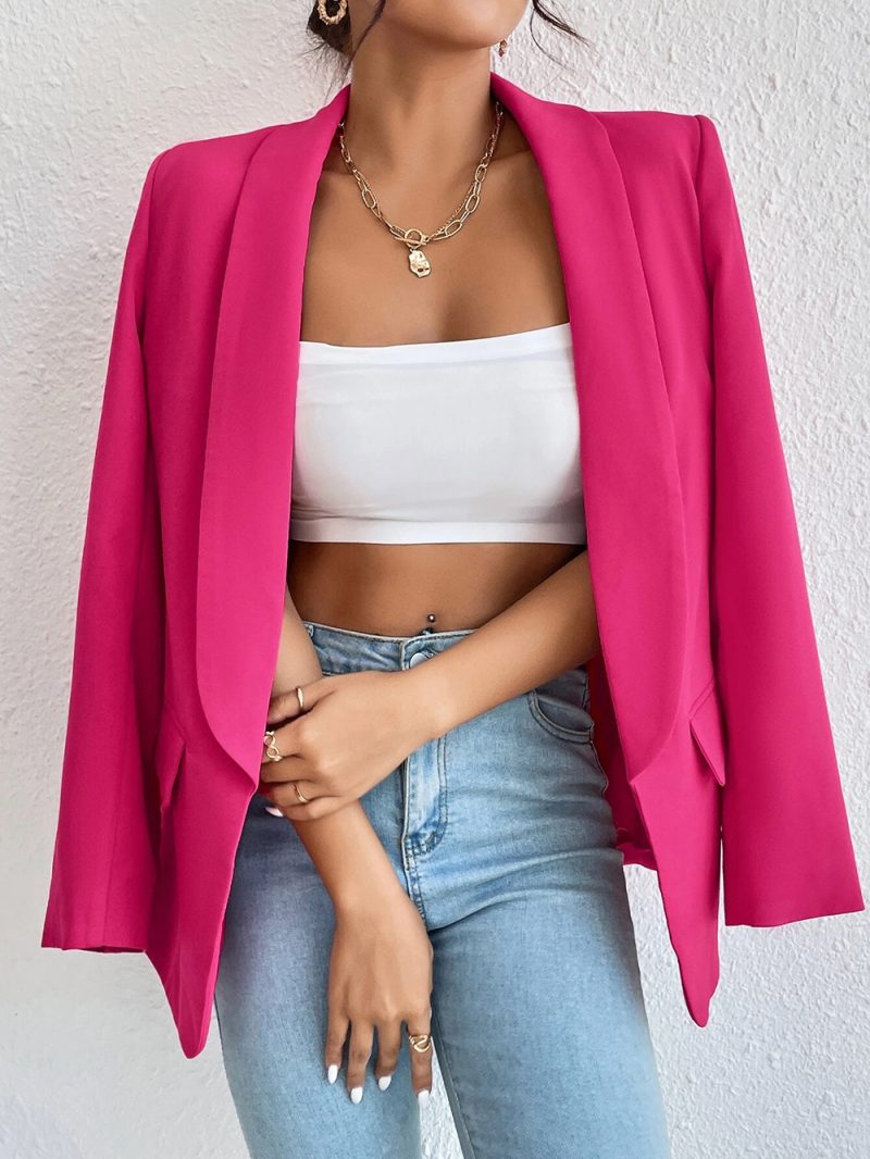 Solid Color Collared Office Jacket - Image 5