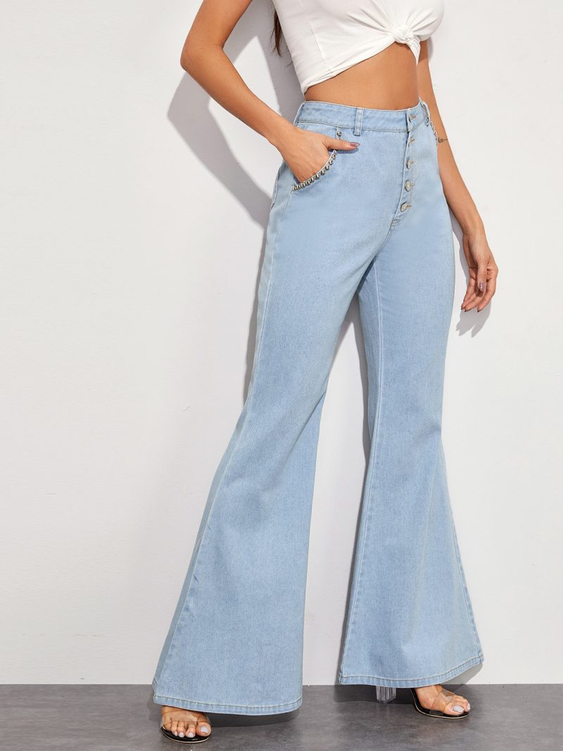 Casual Big Horn Wide Leg Denim Trousers - Image 4