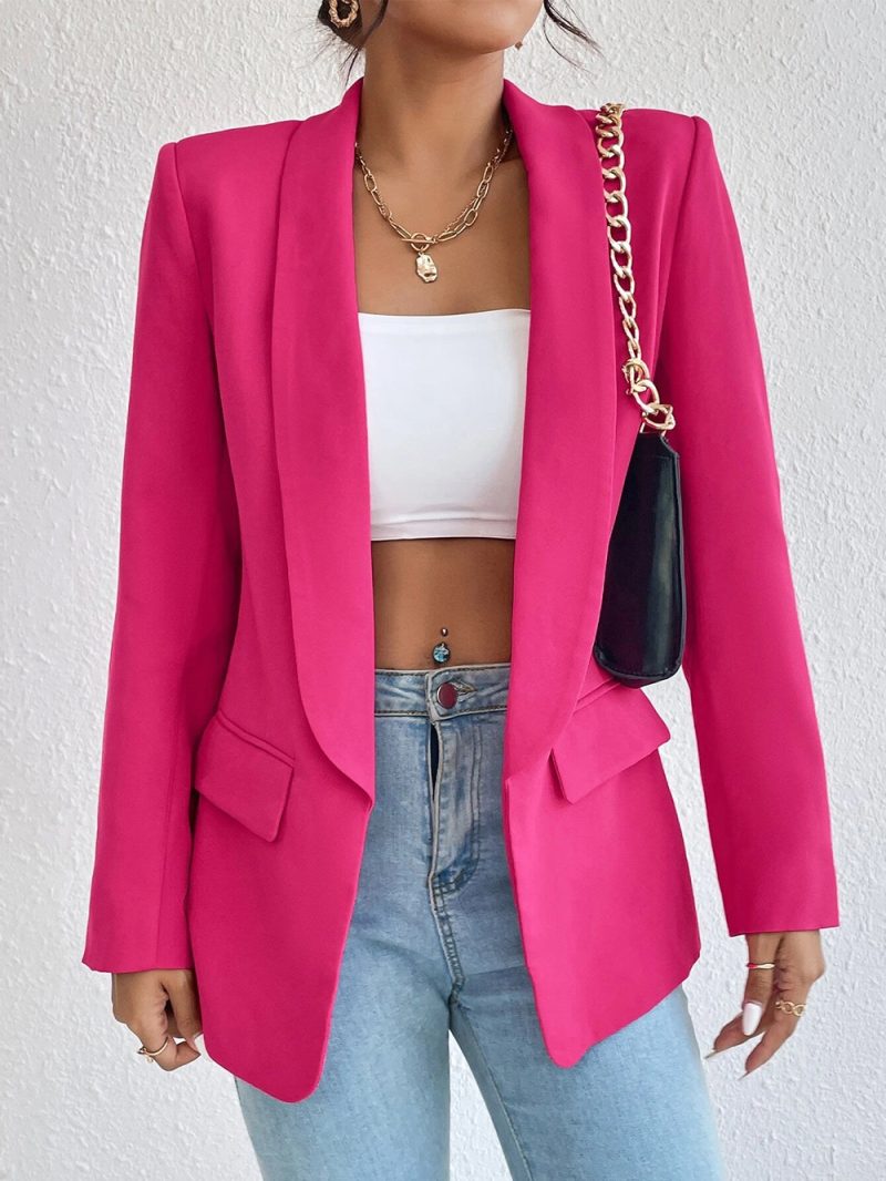 Solid Color Collared Office Jacket - Image 2