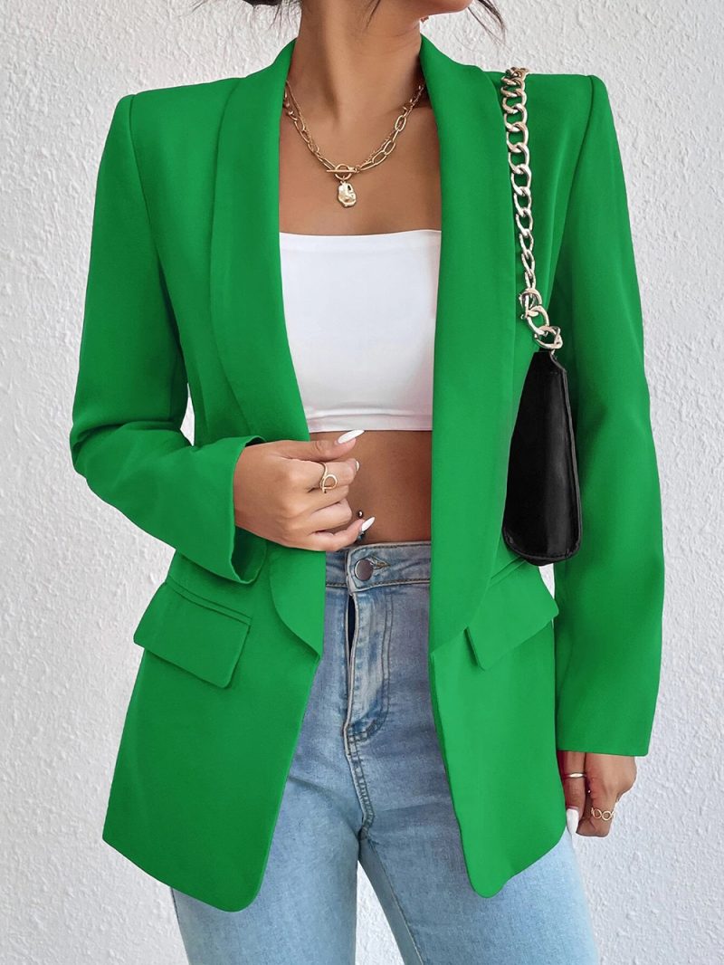 Solid Color Collared Office Jacket - Image 6